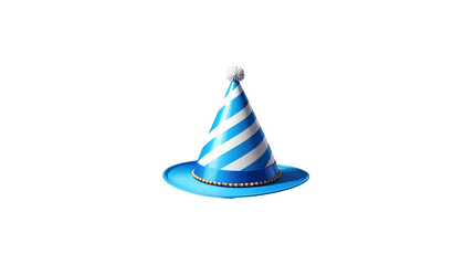 Blue party hat with isolated decoration on white background