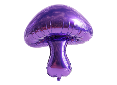 Shiny Purple Mushroom Isolated on White