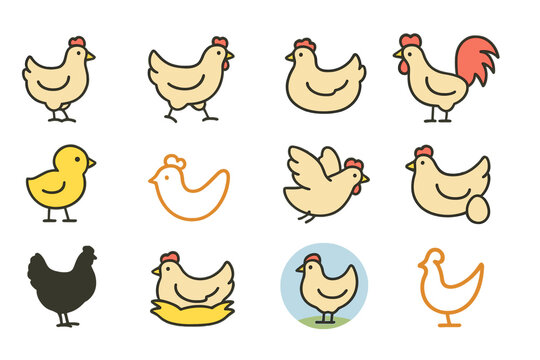 Chicken Icons Set