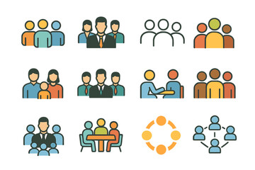 Icon Set of Group and Teamwork Concepts
