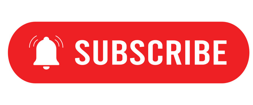 Subscribe button vector with notification bell for YouTube and social media