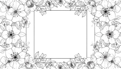 Fototapeta premium Elegant Floral Square Frame Design.