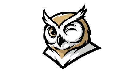 Winking Owl Mascot Logo with Sharp Feather Details.