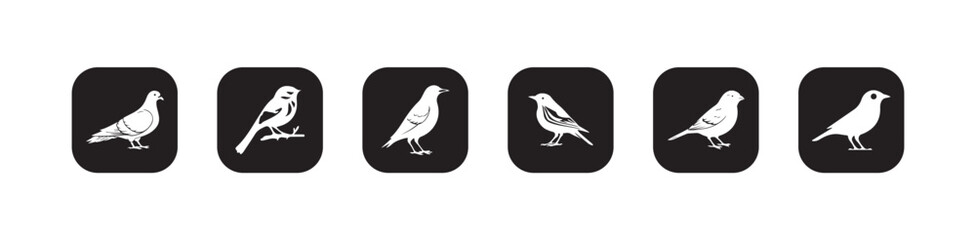 Minimalist Bird Icon Bundle, Black Bird Icon, Flying Bird Silhouette Icons, vector illustration EPS 10.