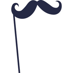 A Dark Blue Silhouette of a Moustache on a Stick Against a Transparent Background ideal for Parties and Photo Booths