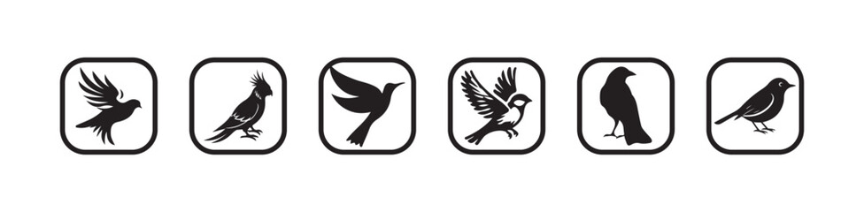 Bird Logo Vector Set, Flying Bird Silhouette Icons  Flat Vector Collection, Bird Symbol Pack, vector illustration EPS 10.