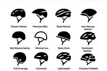 Helmet Collection Silhouette Icons Set