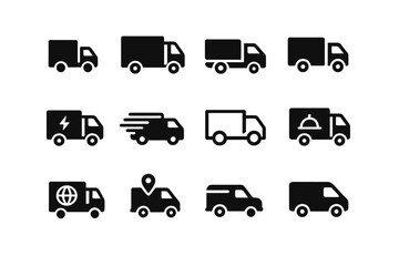 Truck and Delivery Vehicle Icons Set