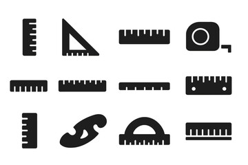 Collection of Measuring Tools Silhouette Icons