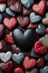 Obraz premium A black heart on a background of dark red