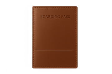 Brown leather boarding pass holder traveling concept