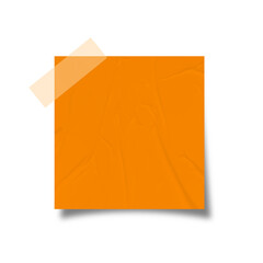 Orange Sticky Note PNG on Transparent Background  Realistic Paper Note with Tape