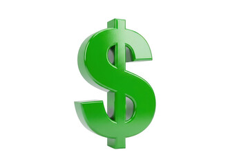 Fototapeta premium Green dollar sign symbol isolated on transparent background