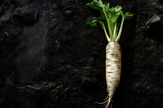 Raw Chicory Root on Earthy Background with Dramatic Lighting  