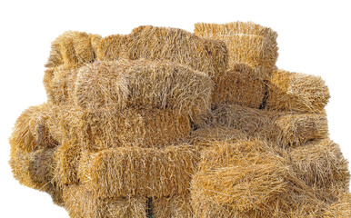 Golden yellow haystack isolated on a white