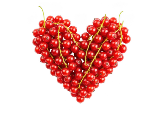Heart shape made of red currants isolated on transparent background