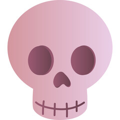 A Simple Pink Gradient Skull Icon With Darker Eye Sockets and Nasal Cavity Against a White Background