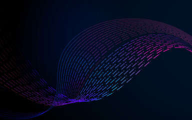 Digital wave flowing lines abstract background blue purple gradient pink dark modern