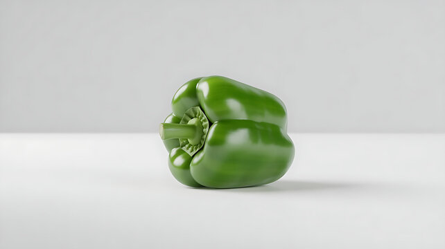 Fresh green bell pepper ready for healthy cooking, a vibrant vegetable perfect for adding color and nutrition to your next meal, use in salads, stir-fries, or stuffed peppers
