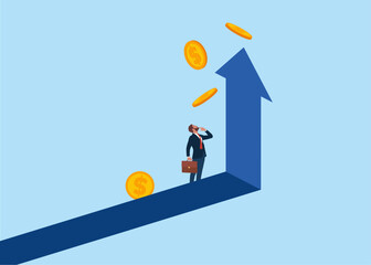 Raising high standards of living and prices. Flat vector illustration.