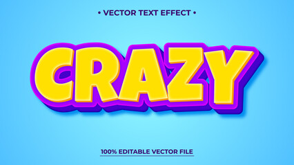 Bold Crazy Text Effect with Yellow Fill and Purple Outline on Blue Background