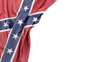 Flag of Confederate States of America in the corner on white background. Isolated