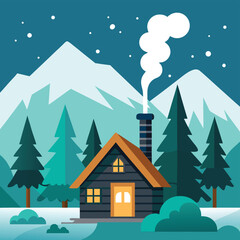 Obraz premium winter landscape with houses