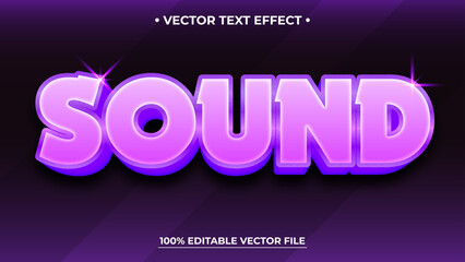 Vector text effect with the word SOUND in purple and pink gradient with sparkles