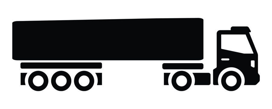 Tractor-trailer truck vector icon, shipping and logistics silhouette