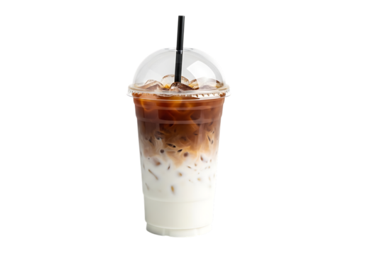Iced coffee drink isolated on transparent background