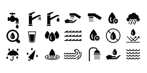 Vector water silhouette icon set
