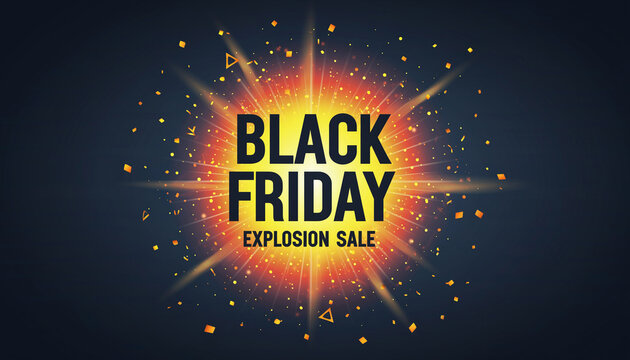 Black Friday Flash Sale Offer,  Explosion Sale 3D Social Media Post Design with Bold Typography, Red, Yellow, and Black Background, and Discount Promotion Theme