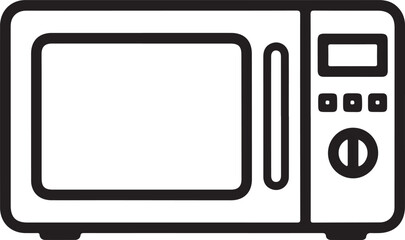 Modern Kitchen Appliance: Vector Line Art Icon of a Microwave Oven

Black and White Outline Illustration of an Electronic Countertop Oven

Convenience Cooking: Heating and Reheating Food with Microwav