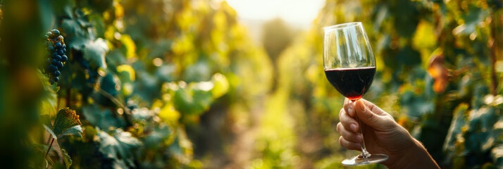 Enjoying wine in a vibrant vineyard during the harvest season