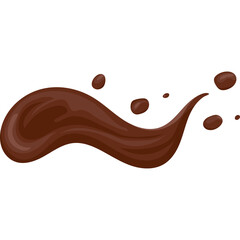 Abstract brown liquid splash with droplets isolated on white background graphic design element