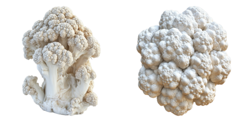 Fresh cauliflower florets, perfect for culinary creations. The image features two cauliflower heads.