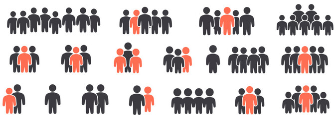 people icon set for flat style infographic