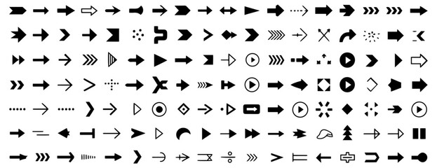 black arrow icon set for web design