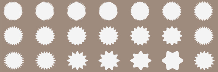 Set of circles with zigzag edges, Sunburst sticker shapes. Set of frames with zigzag edge, scallop edge shapes 