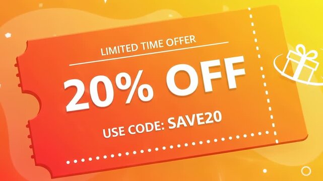 Limited Time Offer - 20 Off Discount Coupon with Code SAVE20 on Orange Background.