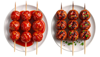  3. BBQ Meatball Stick Duo, isolated on transparent background