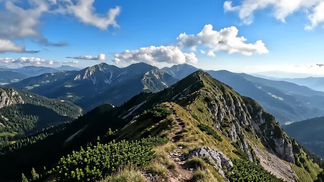 Mountainous Panorama from Slovakia Capturing Freedom and Limitless Possibility Perfect for Outdoor Pursuits, Hiking, Climbing, and Exploring Natural Beauty, including 4K UHD Footage of Winding.
