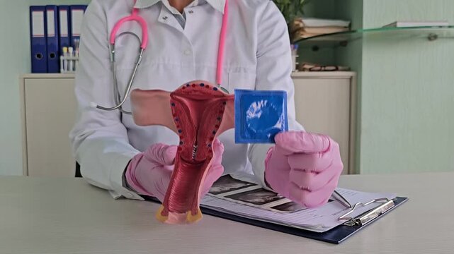 Health and safety of the female condom, uterus, ovaries, and vagina. Concept of sexual safety