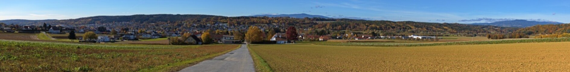Panoramic view of Pinkafeld, Burgenland, Austria, Europe, Central Europe
