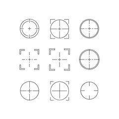 Targeting Aiming Focus Precision Elements on Black Background