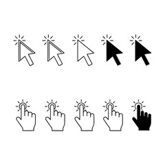 Various computer mouse pointer cursor and hand icons set