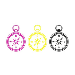 Variety of colorful compasses on a black background design