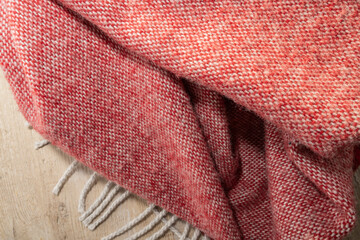 Red Woven Throw Blanket with Tassels