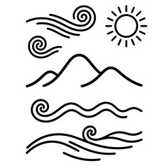 vector image of lines forming a natural landscape