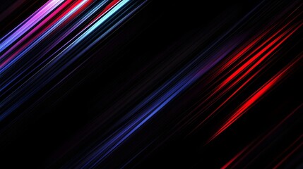 Diagonal streaks of vibrant light illuminate a deep black background creating an abstract motion effect
